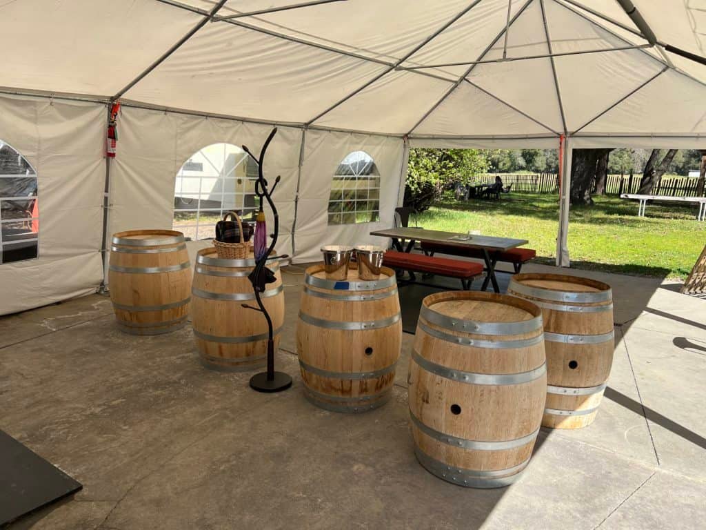 Wine Barrels in Event Tent